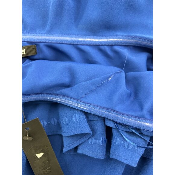 APT. 9 Women's One Shoulder Embroidered Ruffle Dress Blue Lined Royal Sz M NWT - Picture 13 of 14